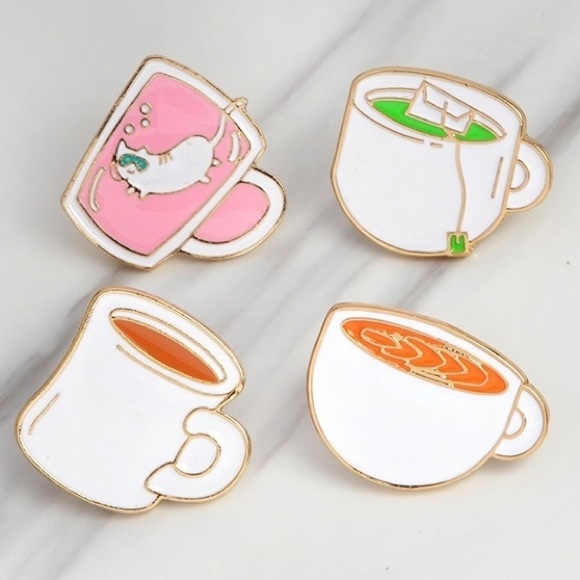 NWT 4 piece Coffee & Tea cups Pin Set - Picture 1 of 1